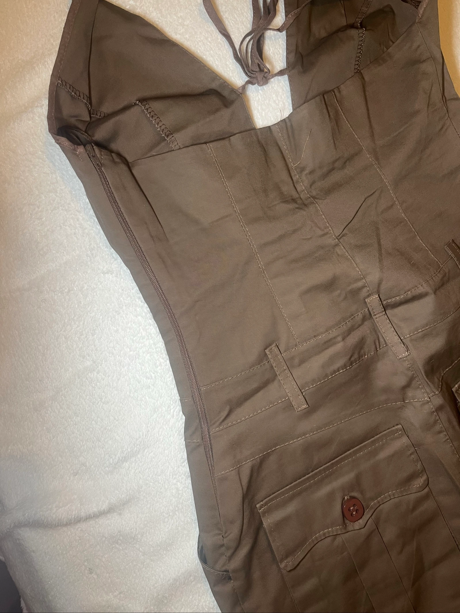 Brown Cargo / Y2K Style Backless Dress – photo 4